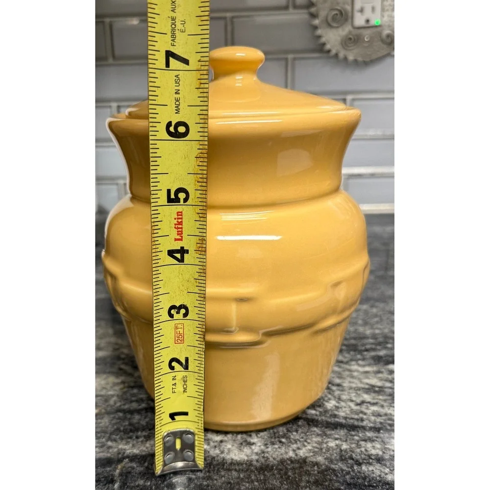 Longaberger Pottery Woven Traditions Small Canister Butternut Yellow w/ Lid USA